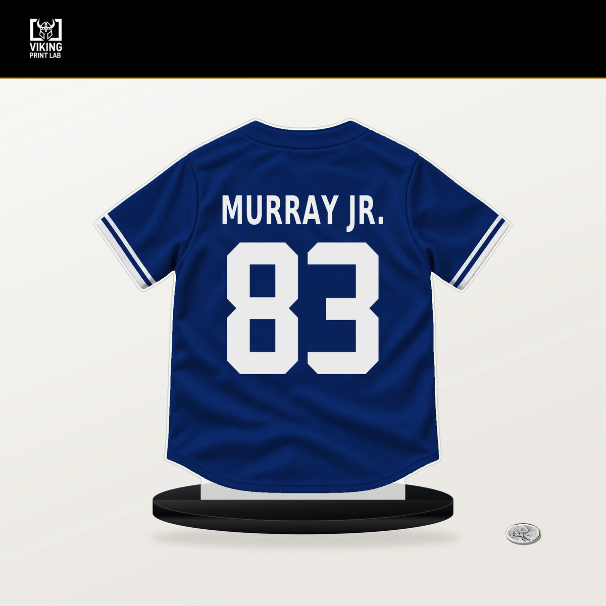 B.J. Murray Jr. number 83 Chicago Cubs jersey stand with included black base.
