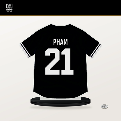 Tommy Pham number 21 Chicago White Sox jersey stand with included black base.