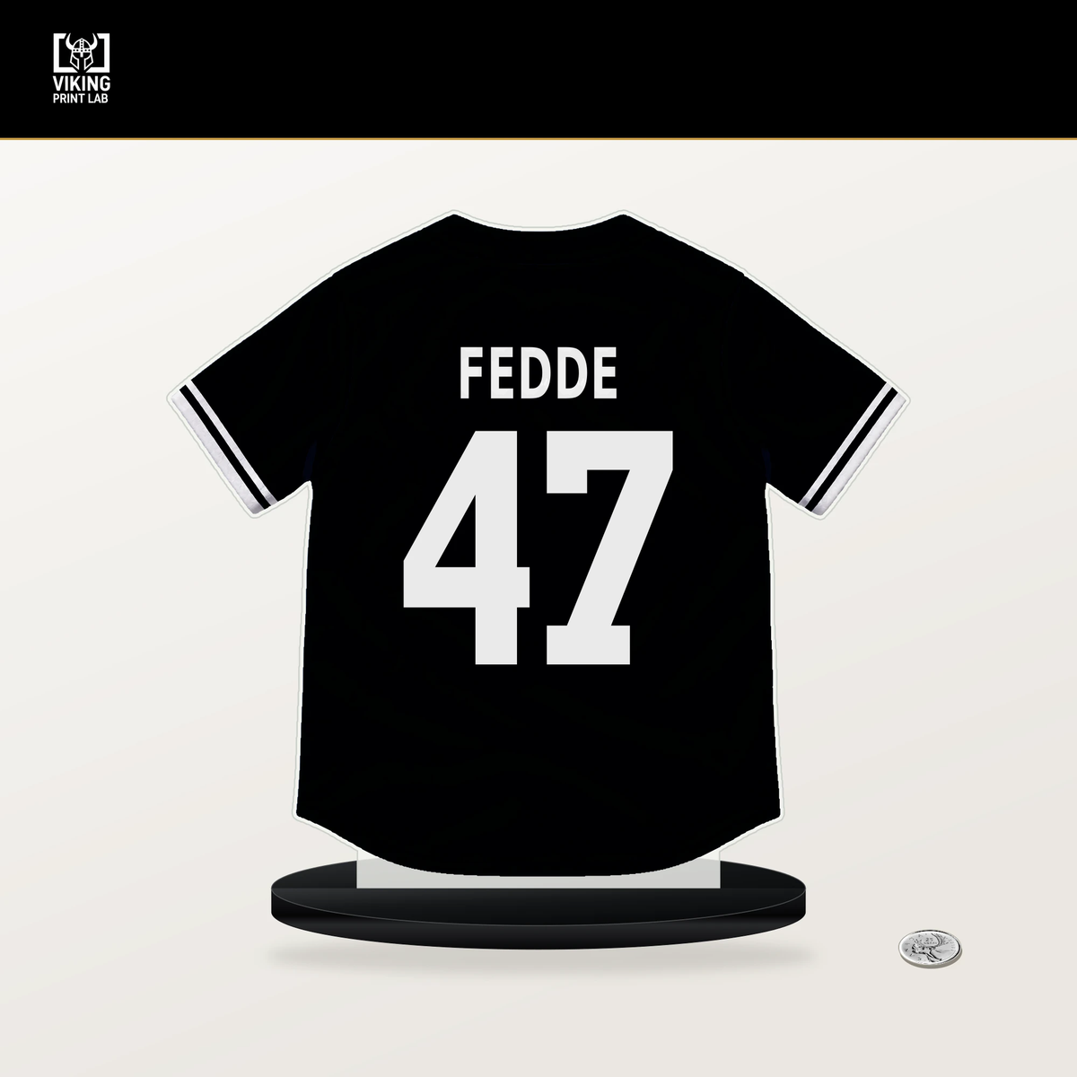 Erick Fedde number 47 Chicago White Sox jersey stand with included black base.