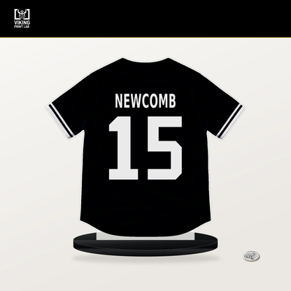 Sean Newcomb number 15 Chicago White Sox jersey stand with included black base.