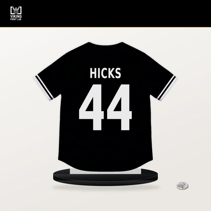 Jordan Hicks number 44 Chicago White Sox jersey stand with included black base.