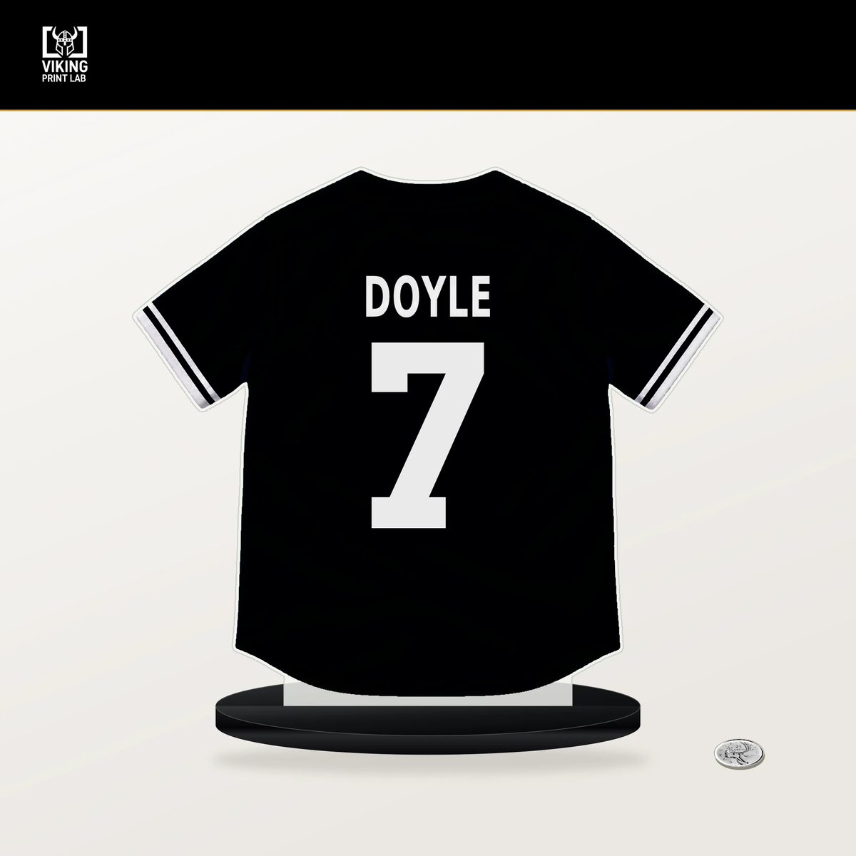 Brenton Doyle number 7 Chicago White Sox jersey stand with included black base.