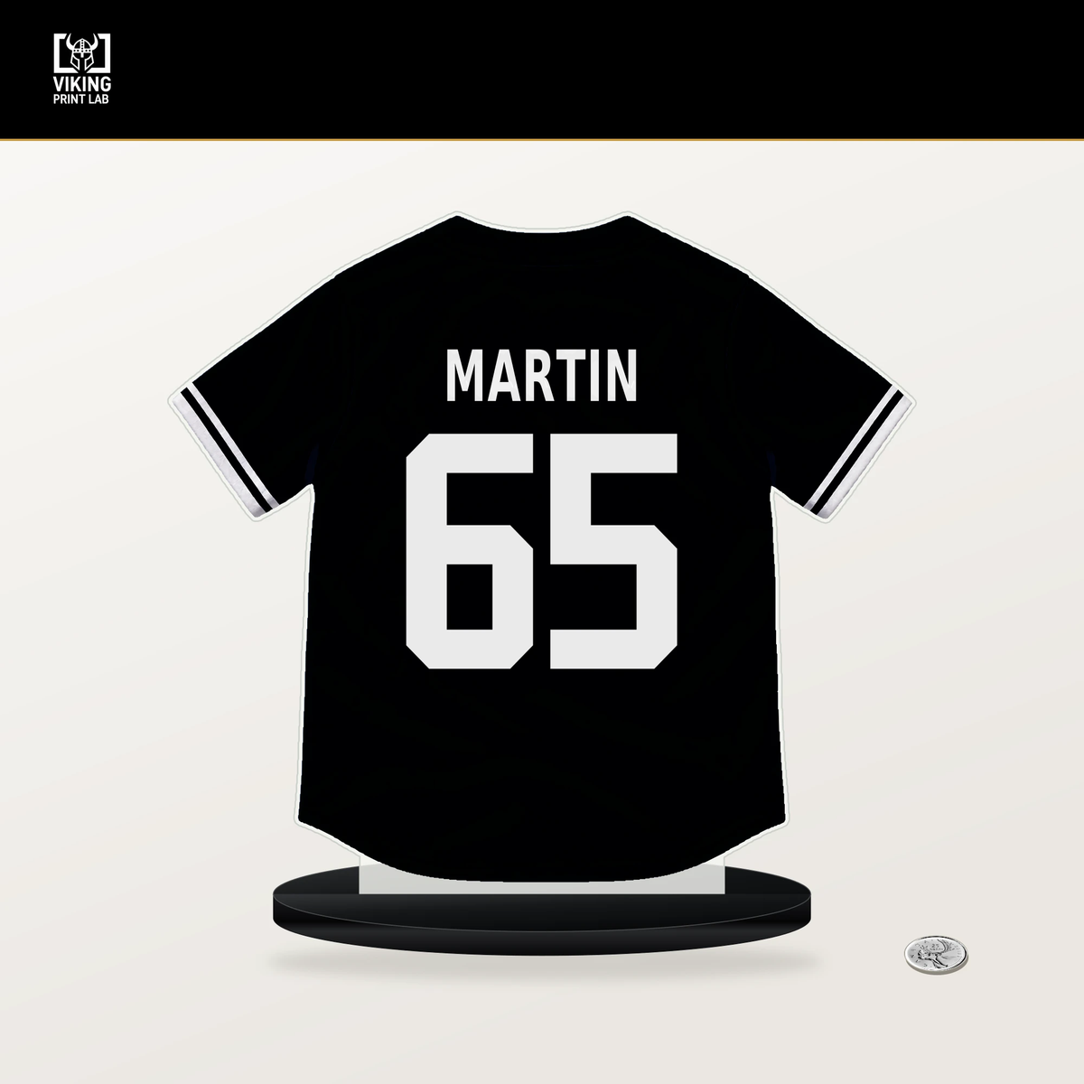 Davis Martin number 65 Chicago White Sox jersey stand with included black base.