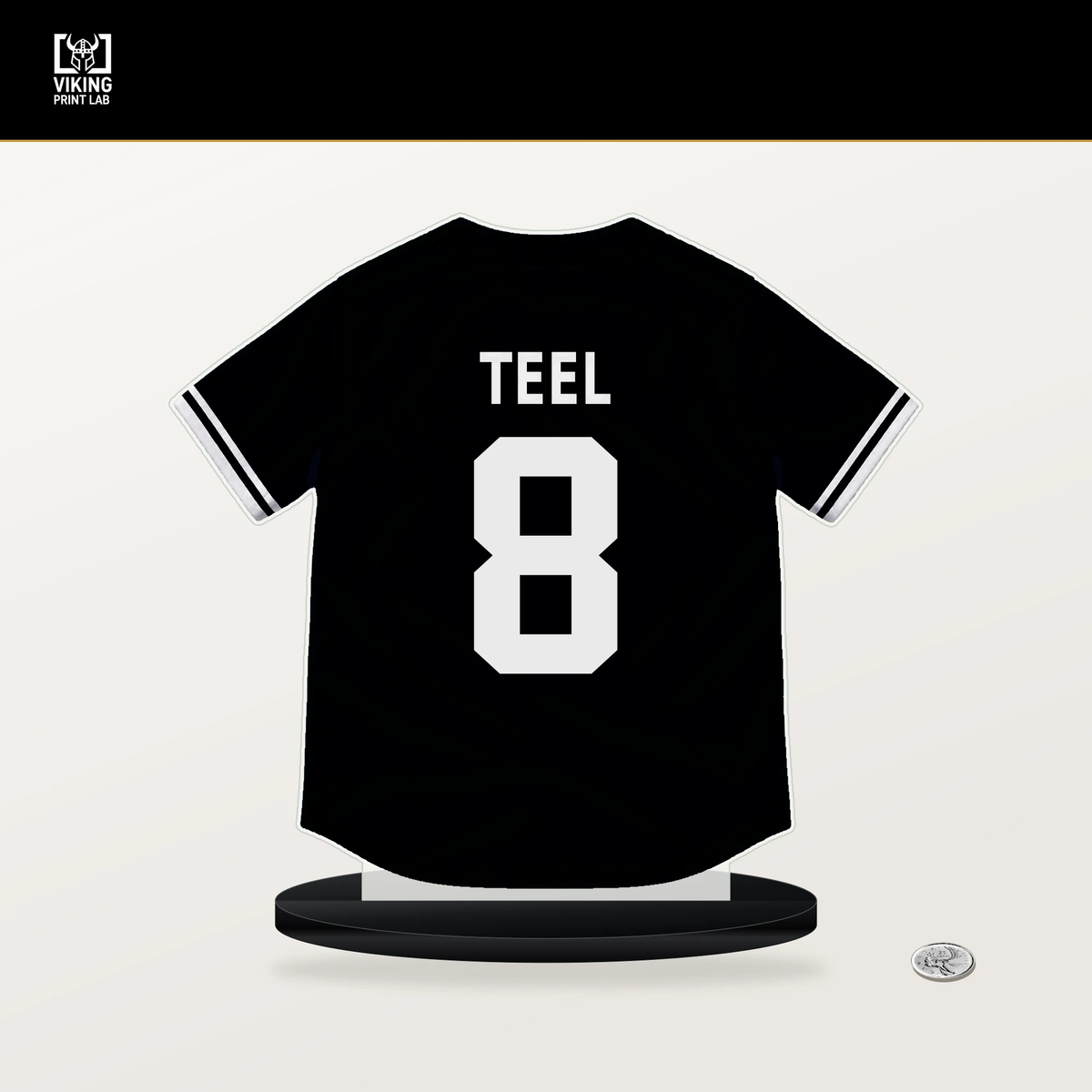 Kyle Teel number 8 Chicago White Sox jersey stand with included black base.