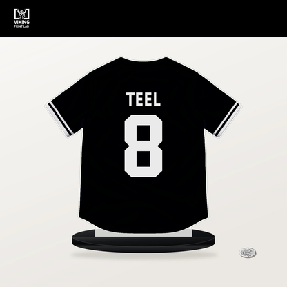 Kyle Teel number 8 Chicago White Sox jersey stand with included black base.