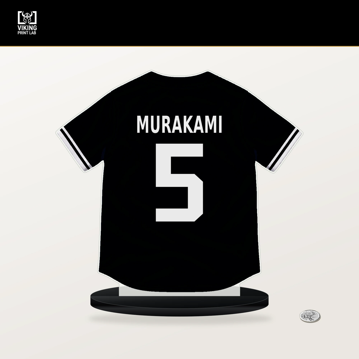 Munetaka Murakami number 5 Chicago White Sox jersey stand with included black base.