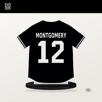 Colson Montgomery number 12 Chicago White Sox jersey stand with included black base.