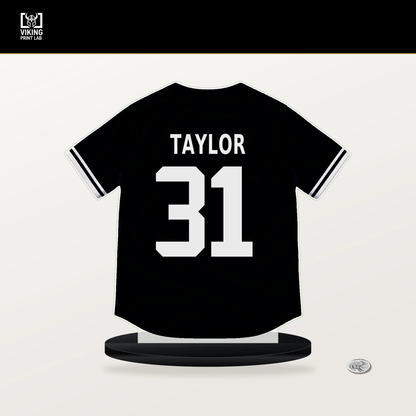 Grant Taylor number 31 Chicago White Sox jersey stand with included black base.