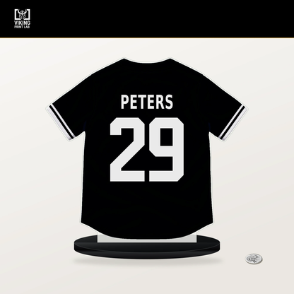 Tristan Peters number 29 Chicago White Sox jersey stand with included black base.