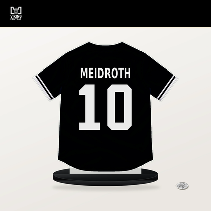 Chase Meidroth number 10 Chicago White Sox jersey stand with included black base.
