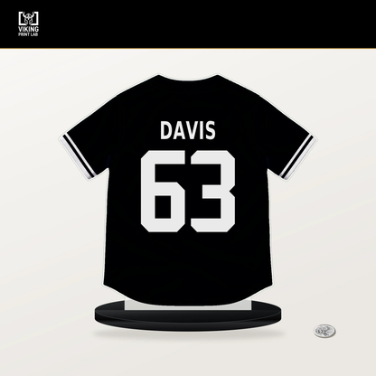 Tyler Davis number 63 Chicago White Sox jersey stand with included black base.