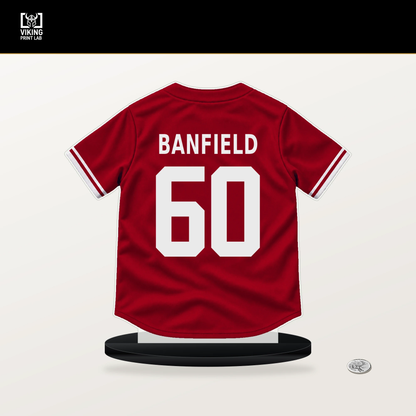 Will Banfield number 60 Cincinnati Reds jersey stand with included black base.