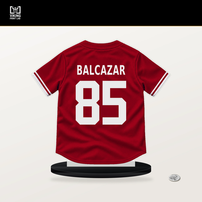 Leonado Balcazar number 85 Cincinnati Reds jersey stand with included black base.