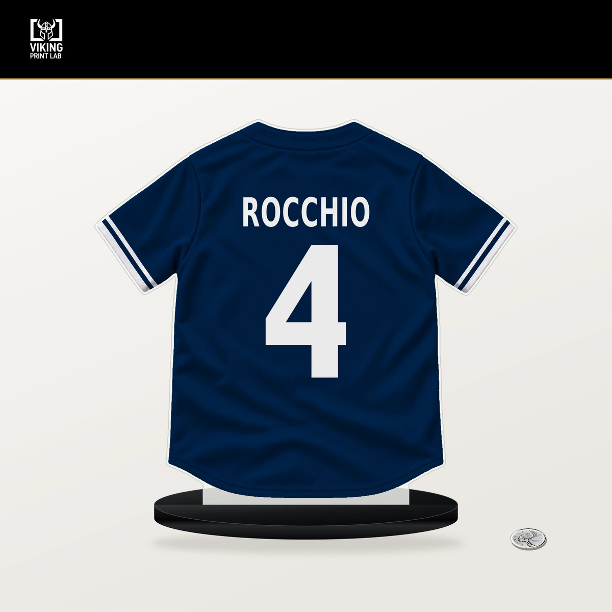 Brayan Rocchio number 4 Cleveland Guardians jersey stand with included black base.