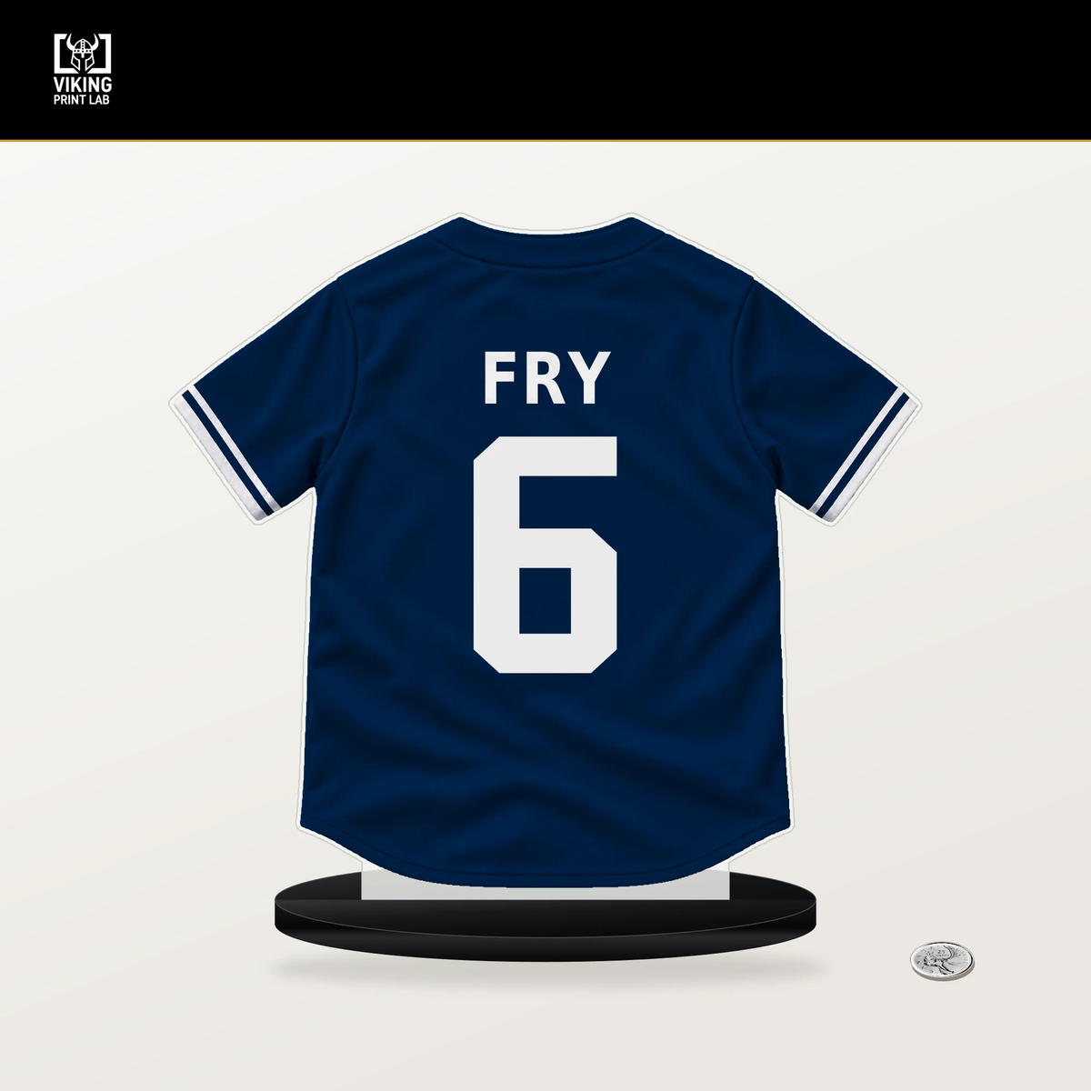 David Fry number 6 Cleveland Guardians jersey stand with included black base.