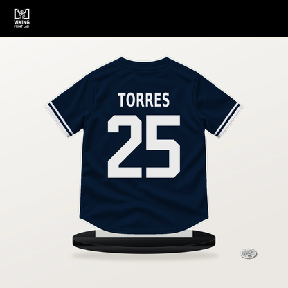 Gleyber Torres number 25 Detroit Tigers jersey stand with included black base.