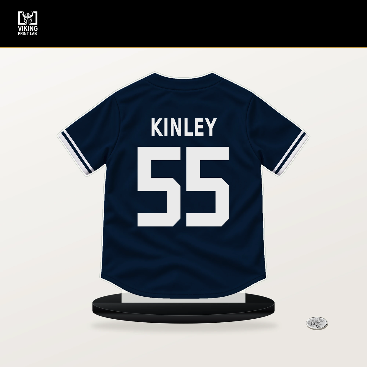 Tyler Kinley number 55 Detroit Tigers jersey stand with included black base.