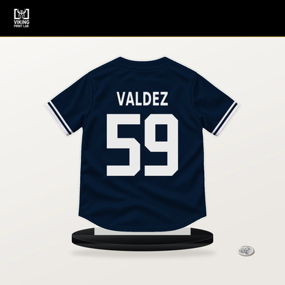 Framber Valdez number 59 Detroit Tigers jersey stand with included black base.
