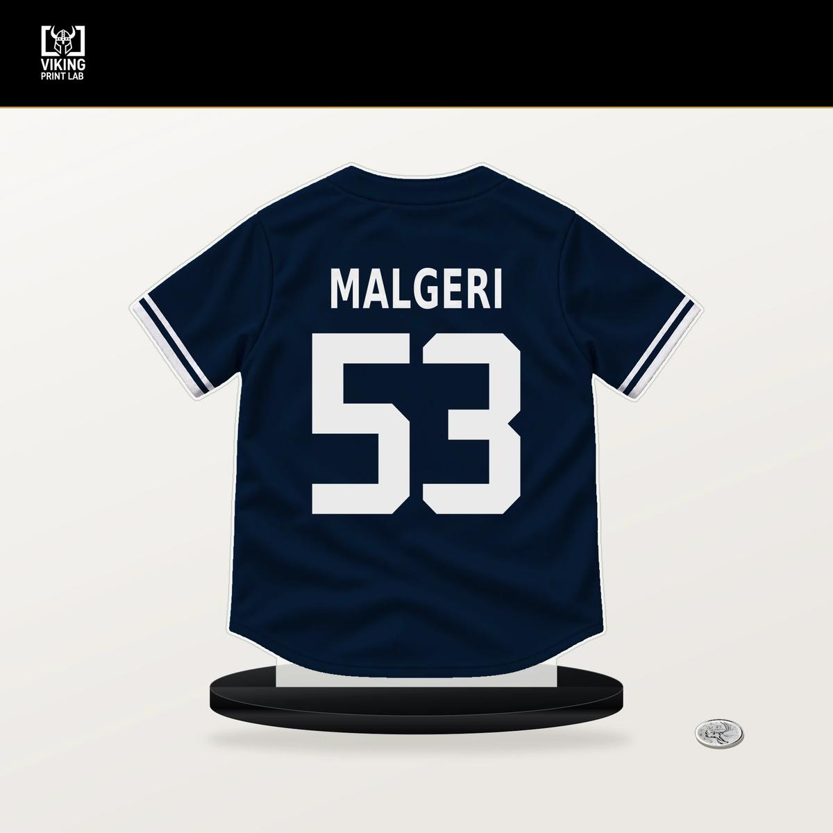 Ben Malgeri number 53 Detroit Tigers jersey stand with included black base.