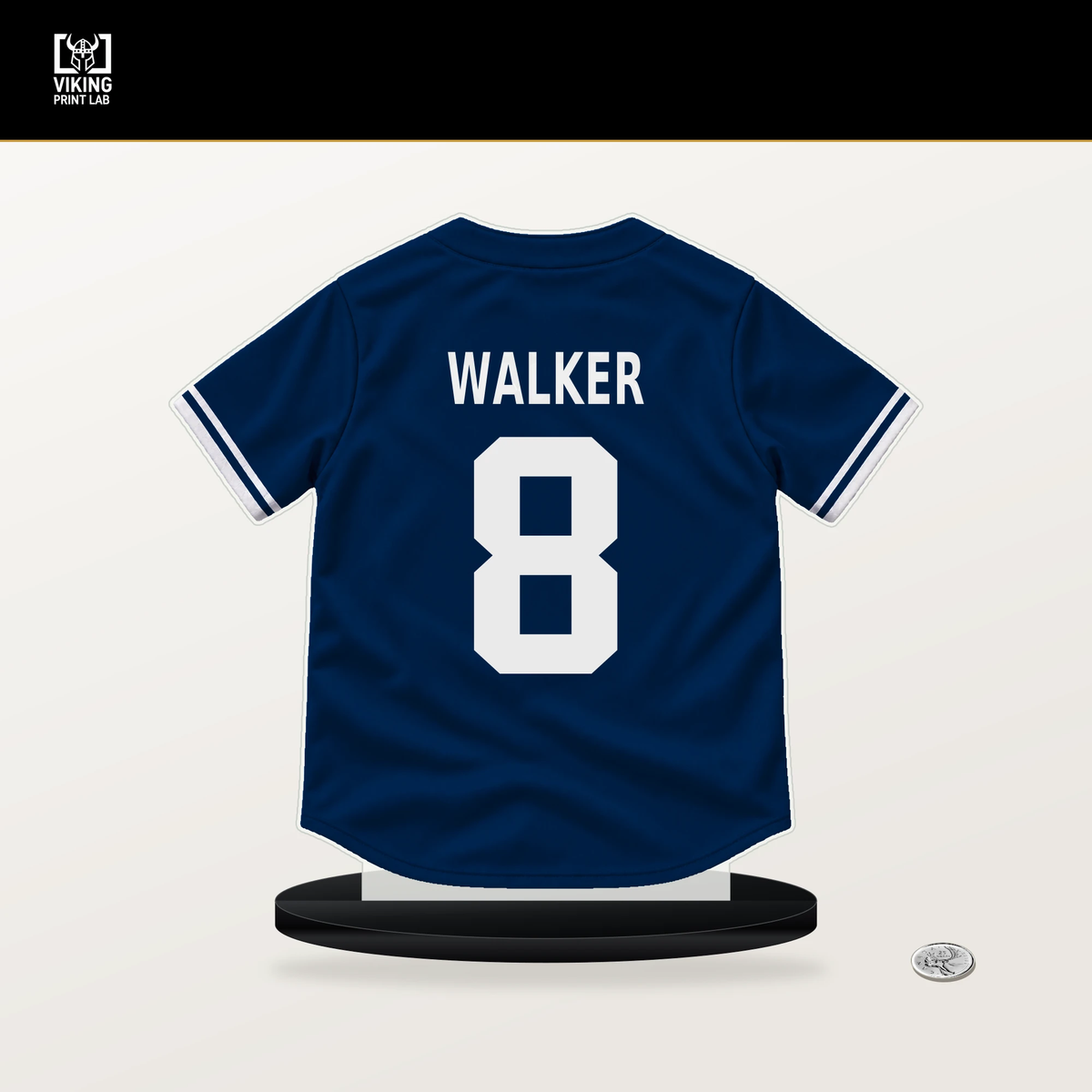 Christian Walker number 8 Houston Astros jersey stand with included black base.