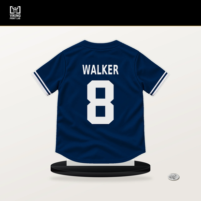 Christian Walker number 8 Houston Astros jersey stand with included black base.