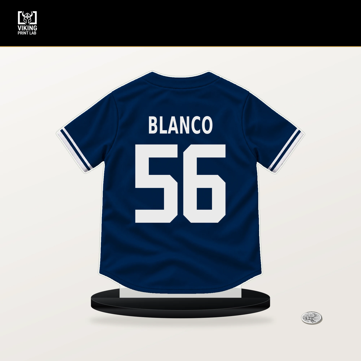 Ronel Blanco number 56 Houston Astros jersey stand with included black base.