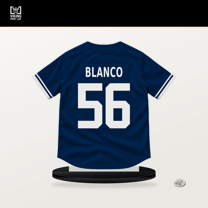Ronel Blanco number 56 Houston Astros jersey stand with included black base.