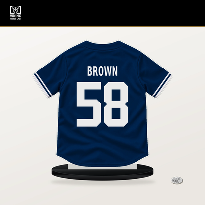 Hunter Brown number 58 Houston Astros jersey stand with included black base.