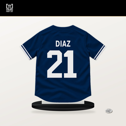Yainer Diaz number 21 Houston Astros jersey stand with included black base.