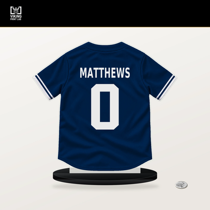 Brice Matthews number 0 Houston Astros jersey stand with included black base.