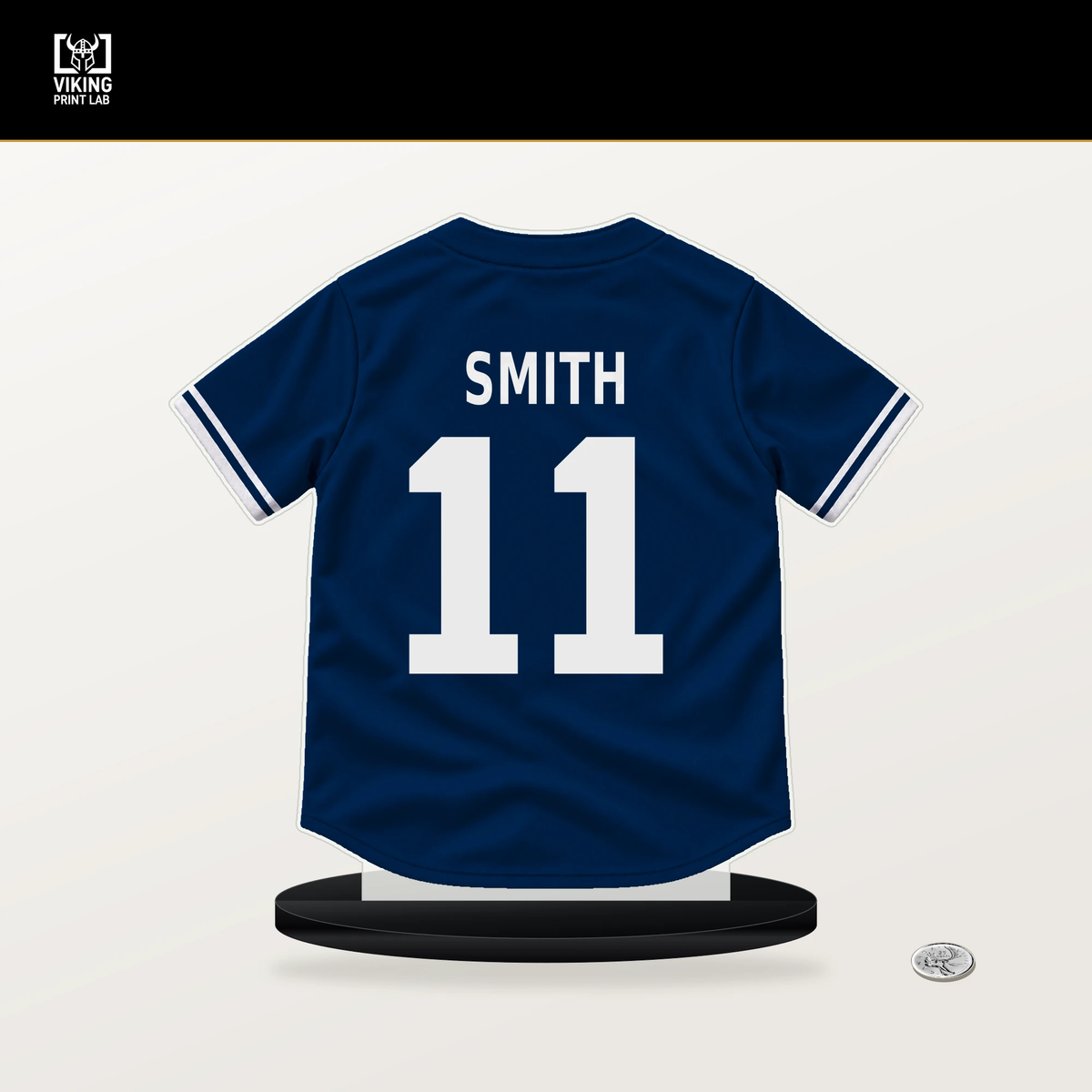 Cam Smith number 11 Houston Astros jersey stand with included black base.
