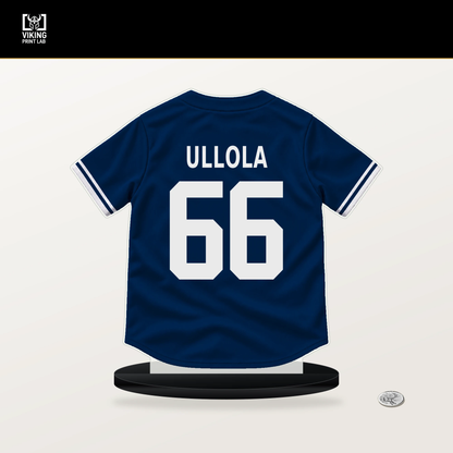 Miguel Ullola number 66 Houston Astros jersey stand with included black base.