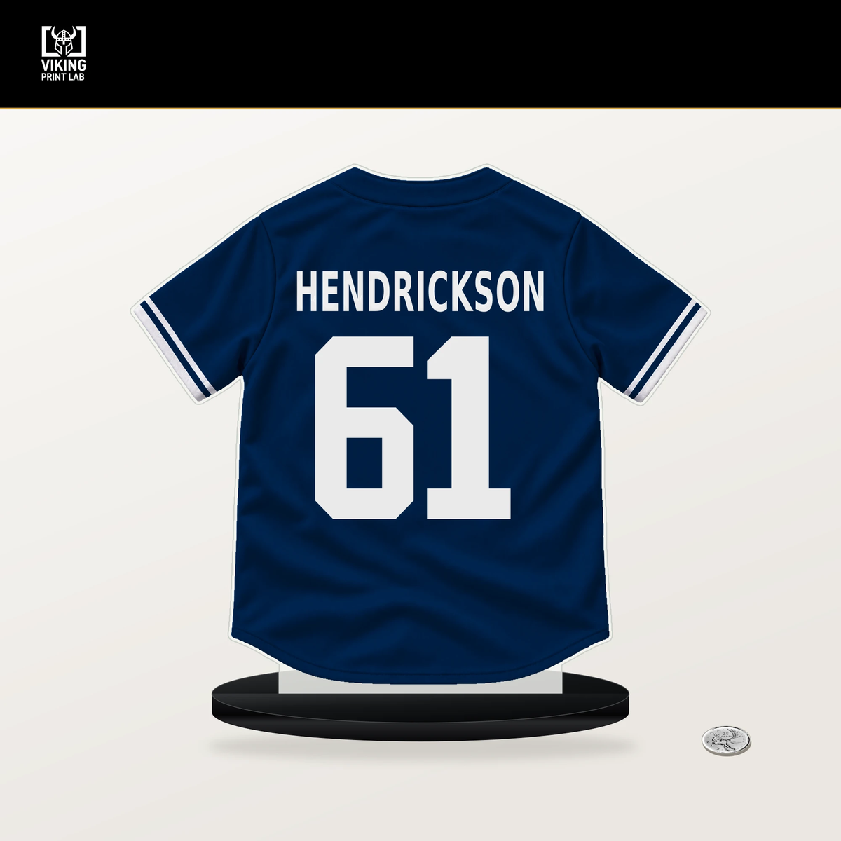 Josh Hendrickson number 61 Houston Astros jersey stand with included black base.