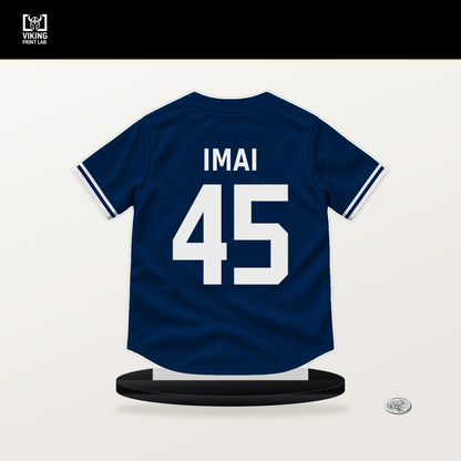 Tatsuya Imai number 45 Houston Astros jersey stand with included black base.