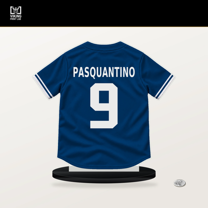 Vinnie Pasquantino number 9 Kansas City Royals jersey stand with included black base.