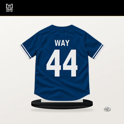 Beck Way number 44 Kansas City Royals jersey stand with included black base.