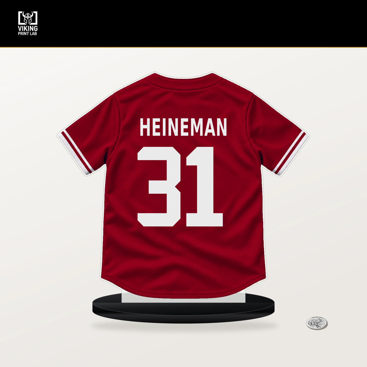 Tyler Heineman number 31 Los Angeles Angels jersey stand with included black base.