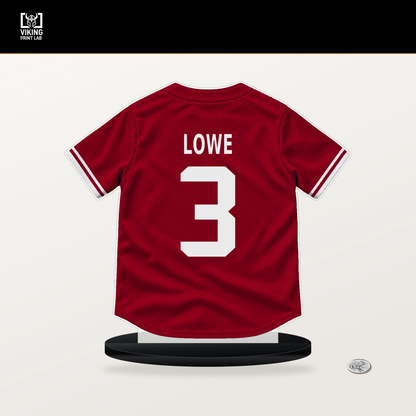 Josh Lowe number 3 Los Angeles Angels jersey stand with included black base.
