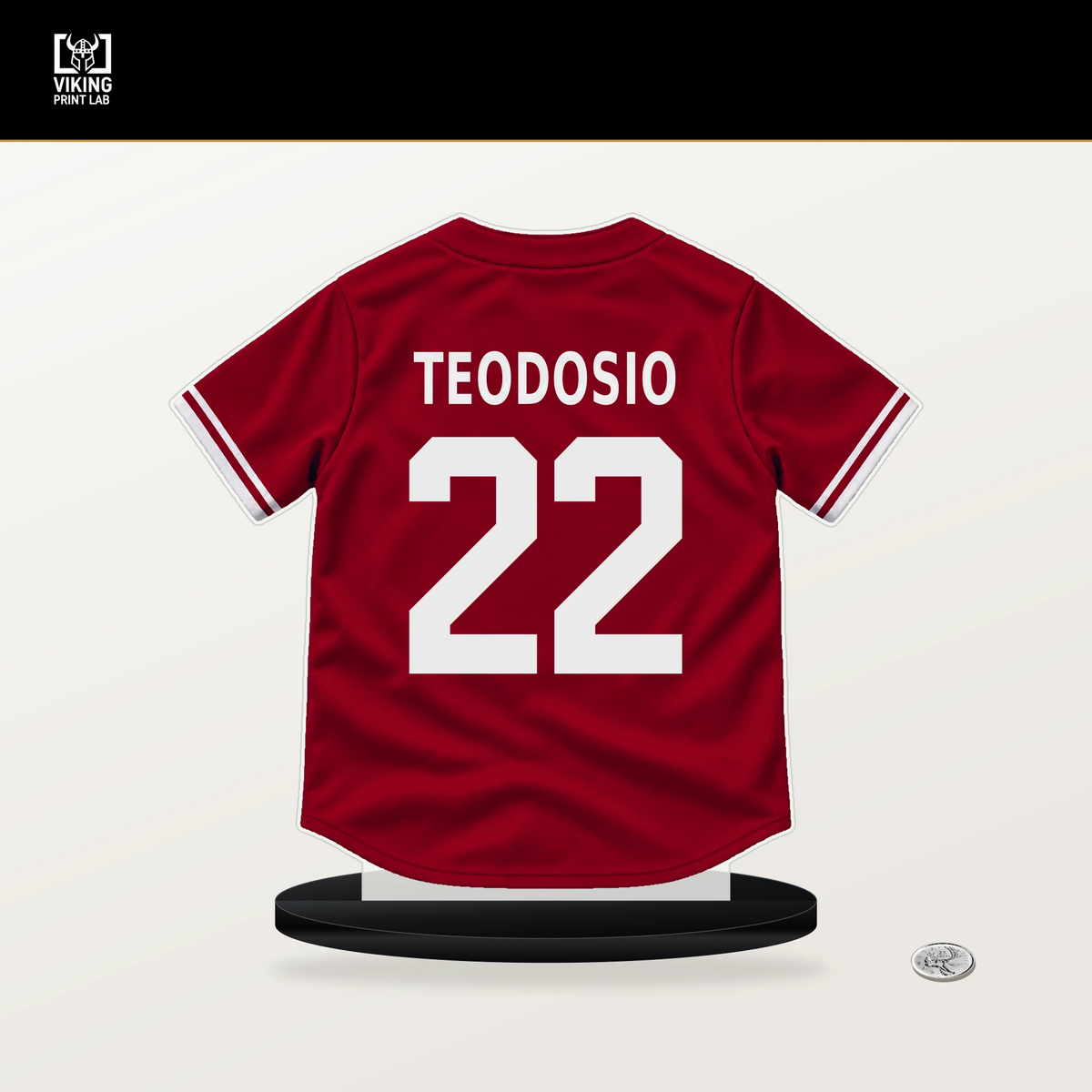 Bryce Teodosio number 22 Los Angeles Angels jersey stand with included black base.