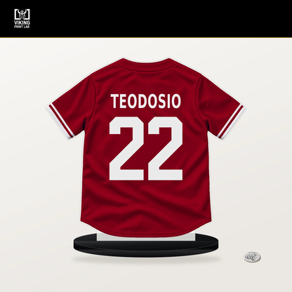 Bryce Teodosio number 22 Los Angeles Angels jersey stand with included black base.