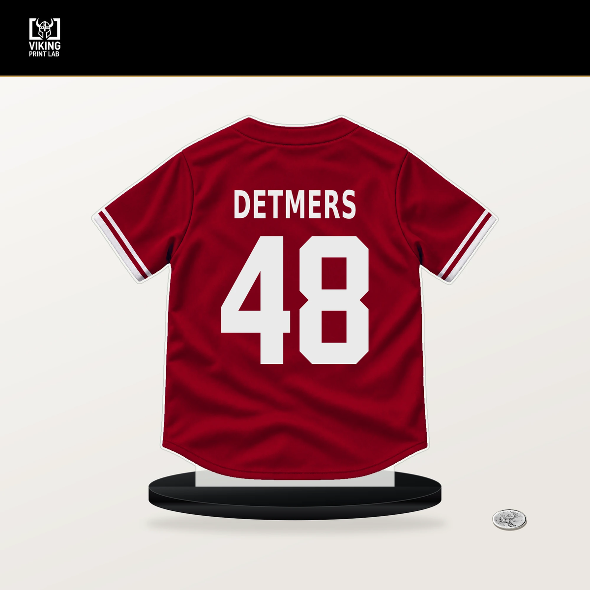 Reid Detmers number 48 Los Angeles Angels jersey stand with included black base.