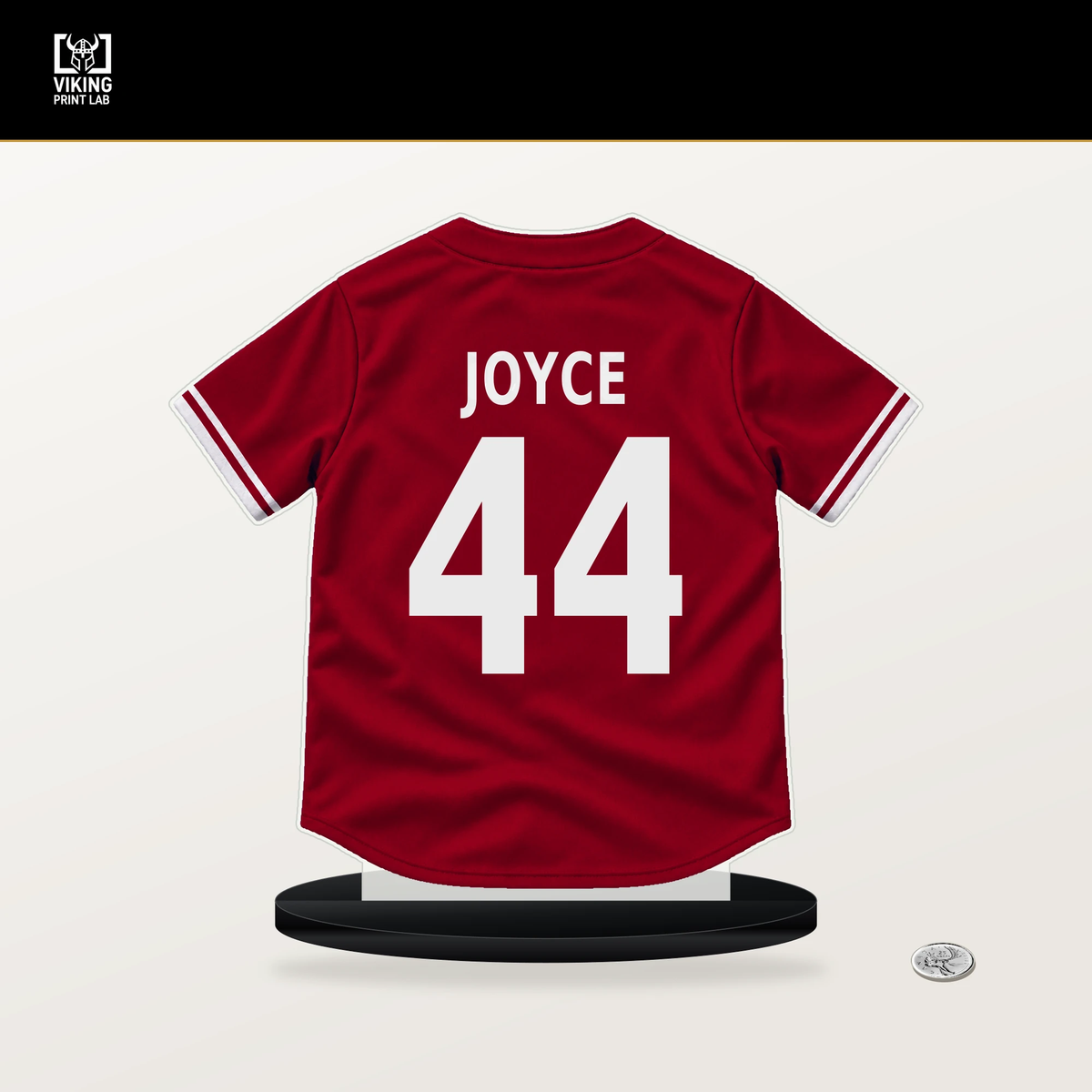 Ben Joyce number 44 Los Angeles Angels jersey stand with included black base.
