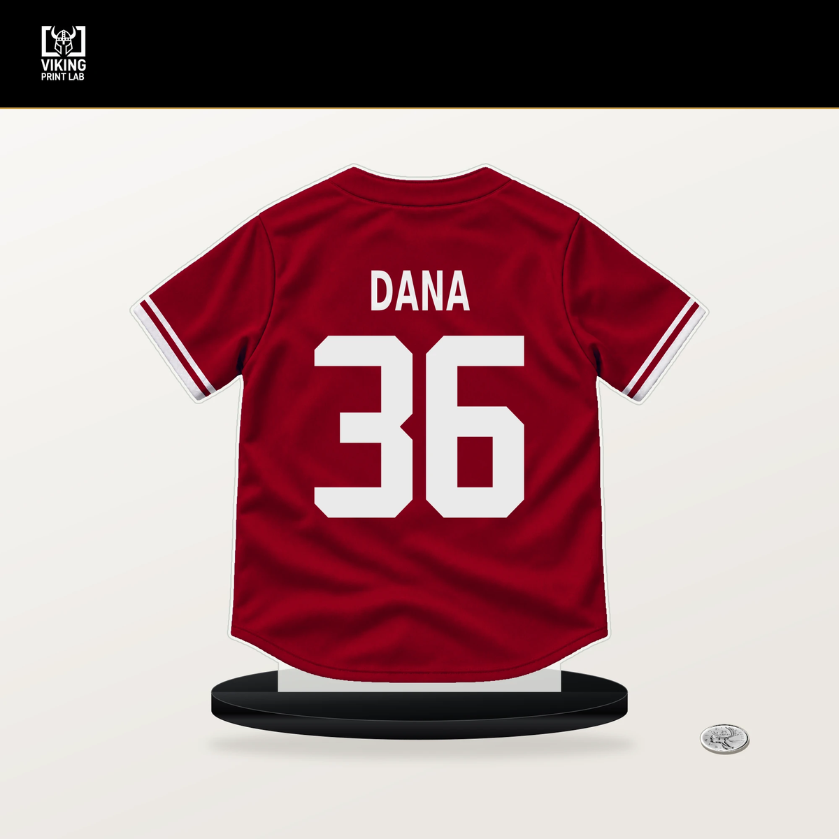 Caden Dana number 36 Los Angeles Angels jersey stand with included black base.