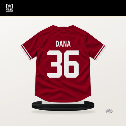 Caden Dana number 36 Los Angeles Angels jersey stand with included black base.