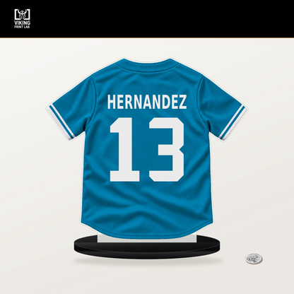 Heriberto Hernandez number 13 Miami Marlins jersey stand with included black base.