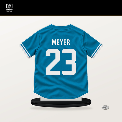 Max Meyer number 23 Miami Marlins jersey stand with included black base.
