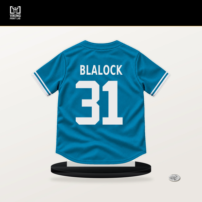 Bradley Blalock number 31 Miami Marlins jersey stand with included black base.