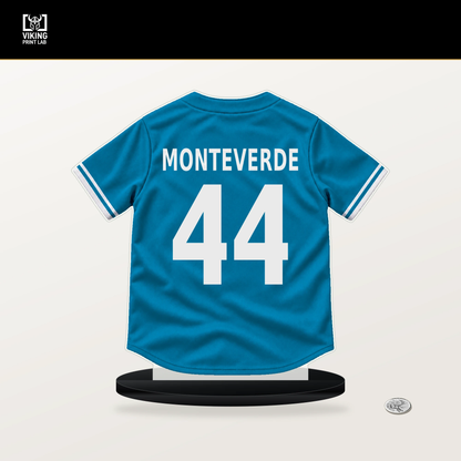 Patrick Monteverde number 44 Miami Marlins jersey stand with included black base.