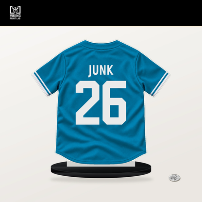 Janson Junk number 26 Miami Marlins jersey stand with included black base.