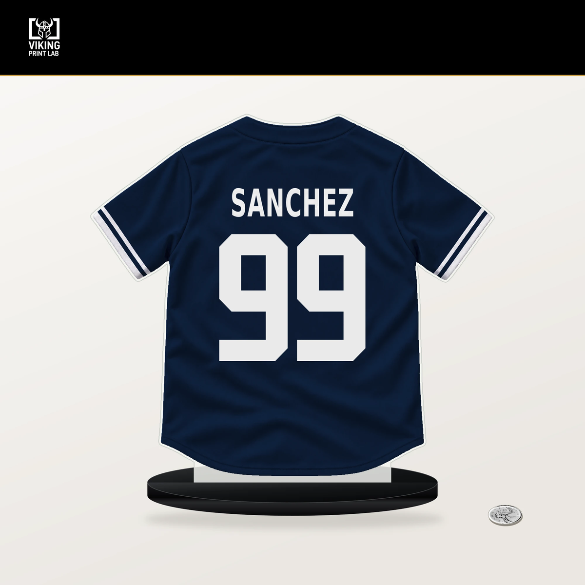 Gary Sanchez number 99 Milwaukee Brewers jersey stand with included black base.